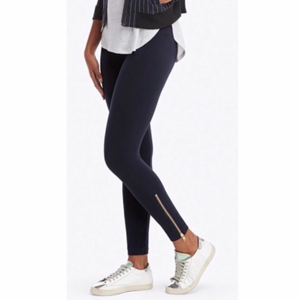 SPANX navy seamless side zip gold zipper